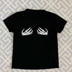 Halloween skeleton hands tee